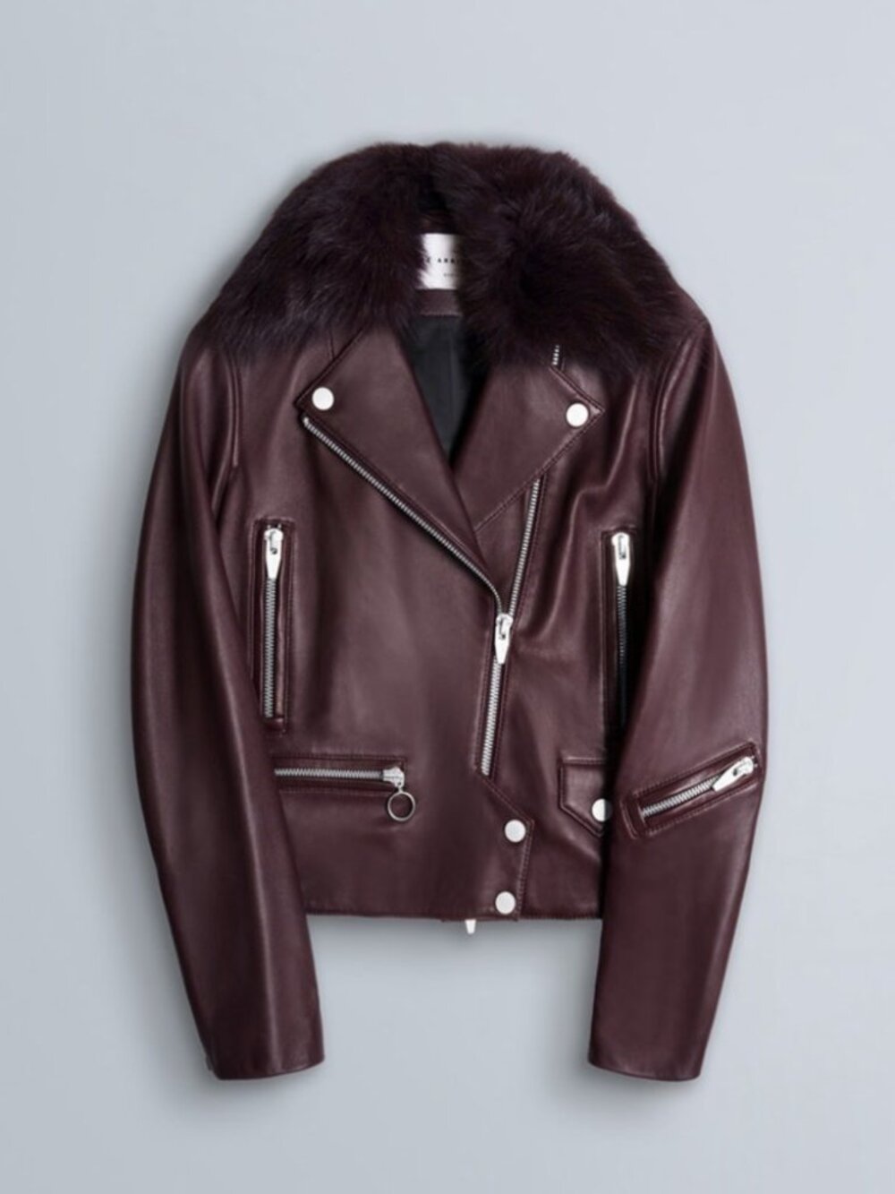 The Arrivals NYC Fælke Zero Leather Jacket — Burgundy — NWT